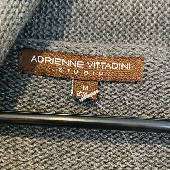 Adrienne Vittadini Studio Gray Full Length Open Cardigan Size Medium - Picture 4 of 5